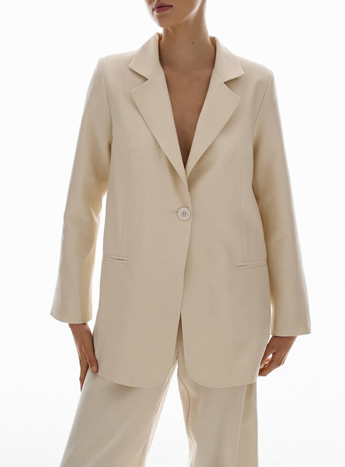 Структурований піджак з вовни молочного кольору THE ESSENCE (ESSNC_TE23-17)