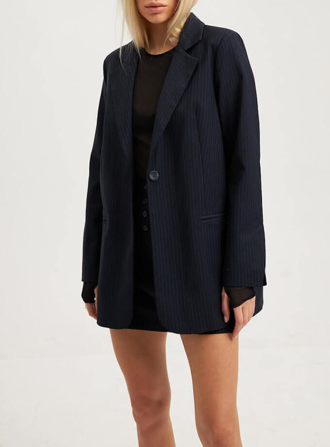 Структурований піджак з вовни синього кольору THE ESSENCE (ESSNC_TE23-19)