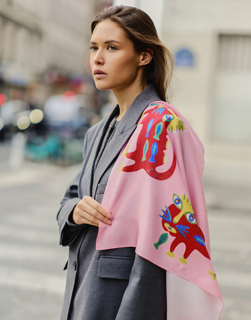 beast5 Шовкова хустка Добрий звір золоту рибку полюбив OLIZ (OL_065) - фото 4