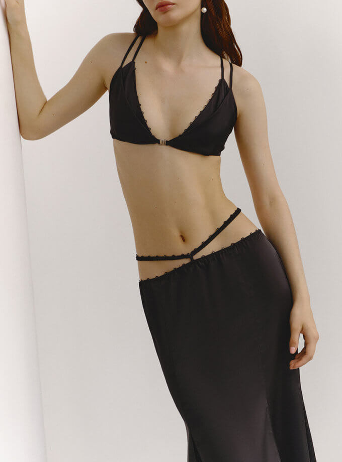 Чорний комплект спідниці з топом OUN (OUN_S-SS23-11-SILK-BLACK-SET)