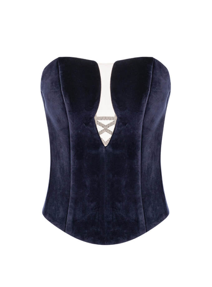 Корсет оксамитовий синій ROSCA (RSC_Corset-001/2)