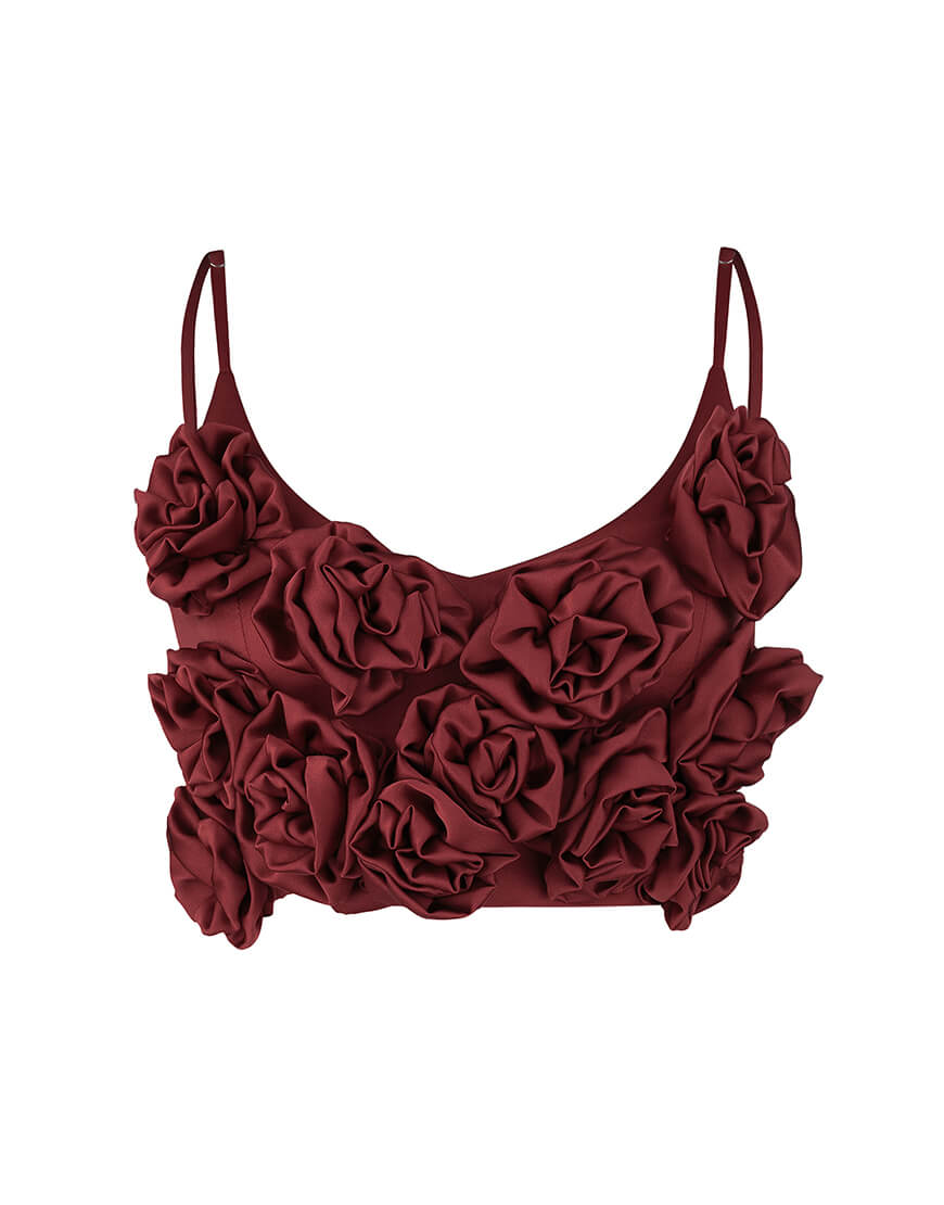 flowerred1 Бордовий топ з квітами KOLOSOVA (KLSV_NF03)