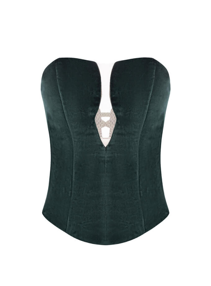 Корсет оксамитовий зелений ROSCA (RSC_Corset-001/3)