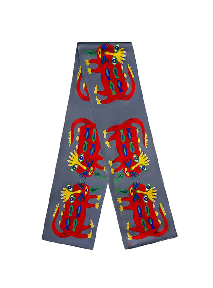 Шовковий твіллі Добрий звір золоту рибку полюбив Cірий OLIZ (OL_062)