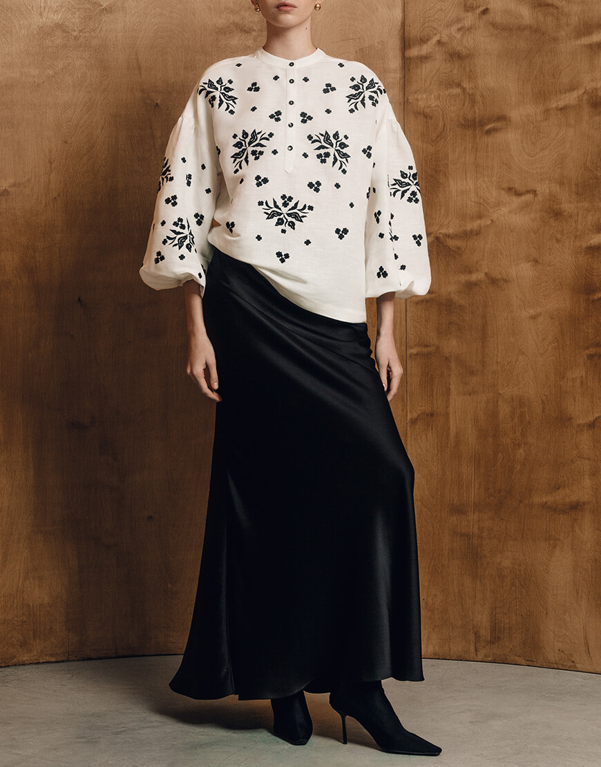 blouse3 Блуза Яворівський дивоцвіт, чорний орнамент GAPTUVALNYA (GPTV_GA_AA_1314) - фото 4