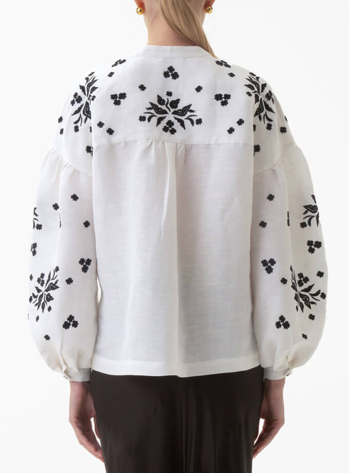 Блуза Яворівський дивоцвіт, чорний орнамент GAPTUVALNYA (GPTV_GA_AA_1314)