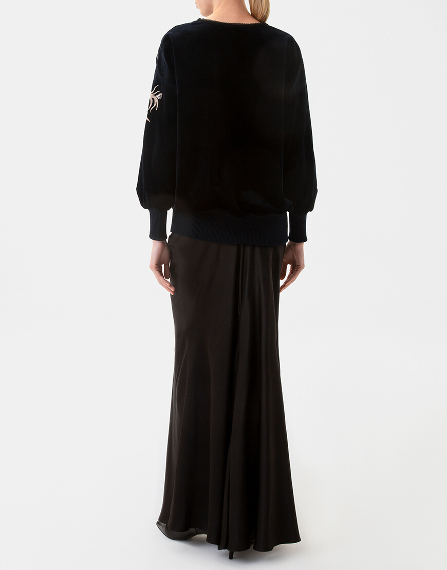 sweater5 Світшот з дизайнерською вишивкою Яворівський дивоцвіт, темно-синій оксамит GAPTUVALNYA (GPTV_GA_AA_1307) - фото 4