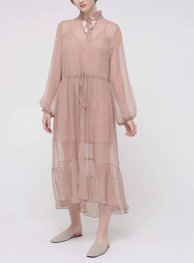 Шифонова сукня з воланом MISS SECRET (MISS_DR-018-beige)