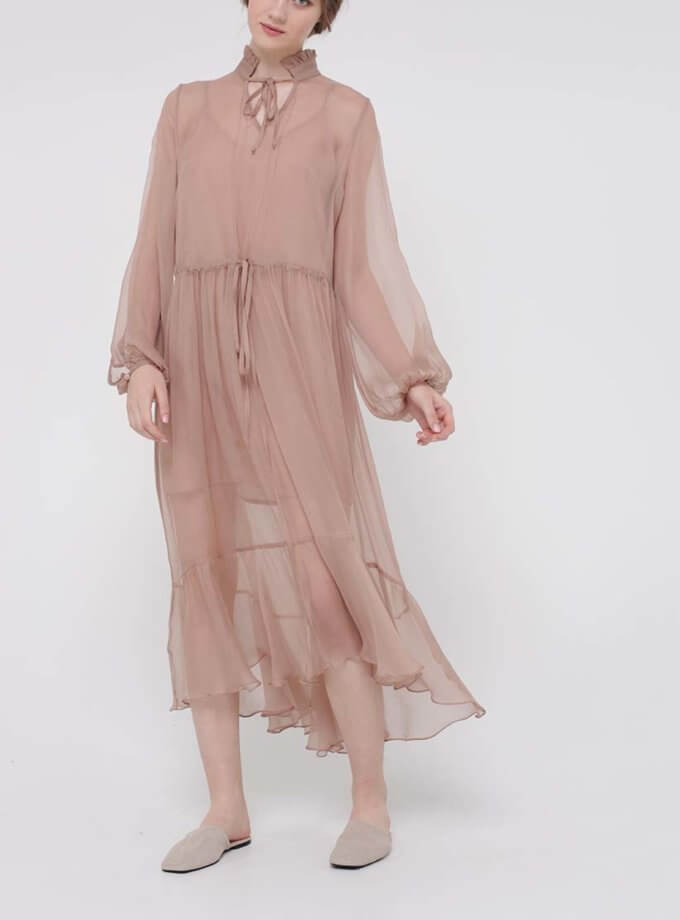 Шифонова сукня з воланом MISS SECRET (MISS_DR-018-beige)