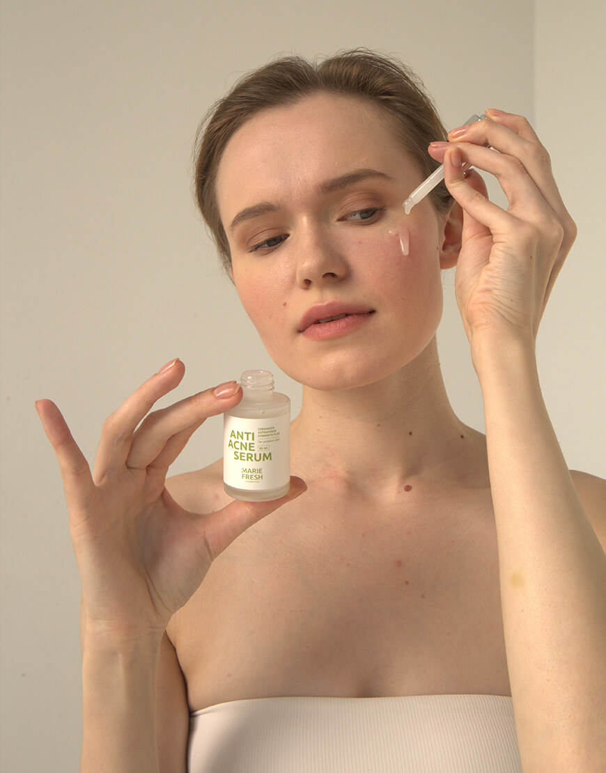 IMG_9242 Сироватка Anti Acne Marie Fresh з AHA кислотами для проблемної шкіри 30 мл MARIE FRESH COSMETICS (MRFC_saa-1-30) - фото 5