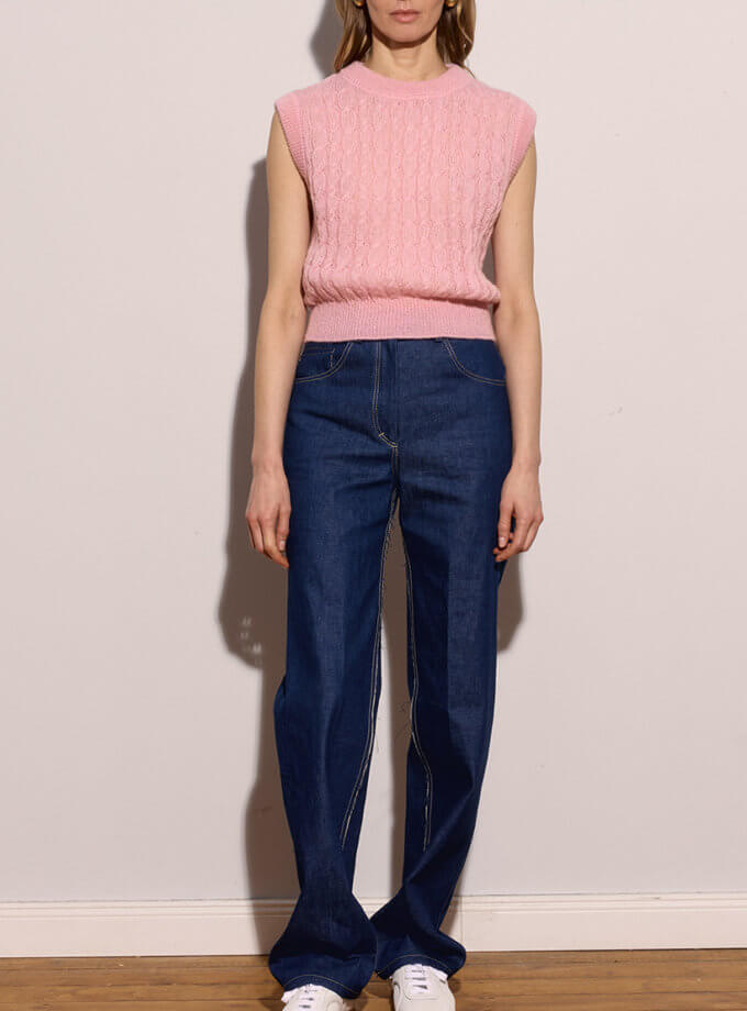 В'язаний жилет - Рожевий WKMF (WKMF_205_1)