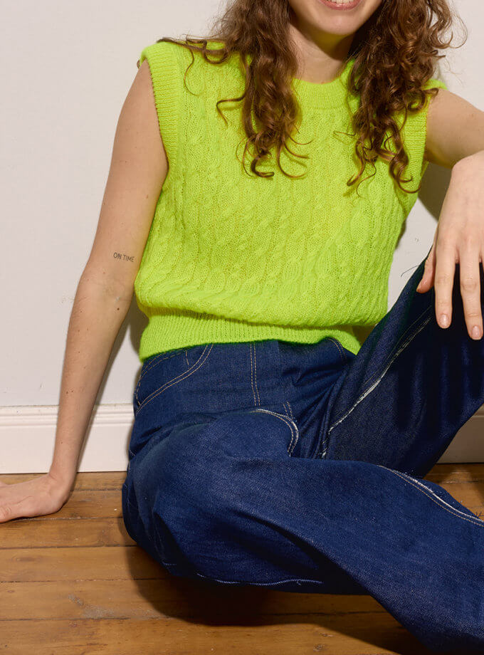 В'язаний жилет - Неоновий жовтий WKMF (WKMF_205_2)