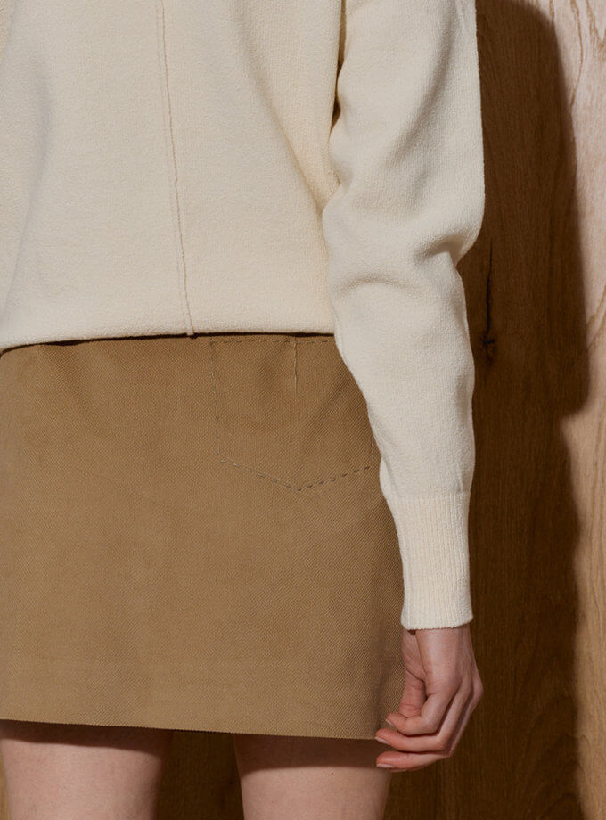 Спідниця міні - Бежева Велюрова WKMF (WKMF_194_1)