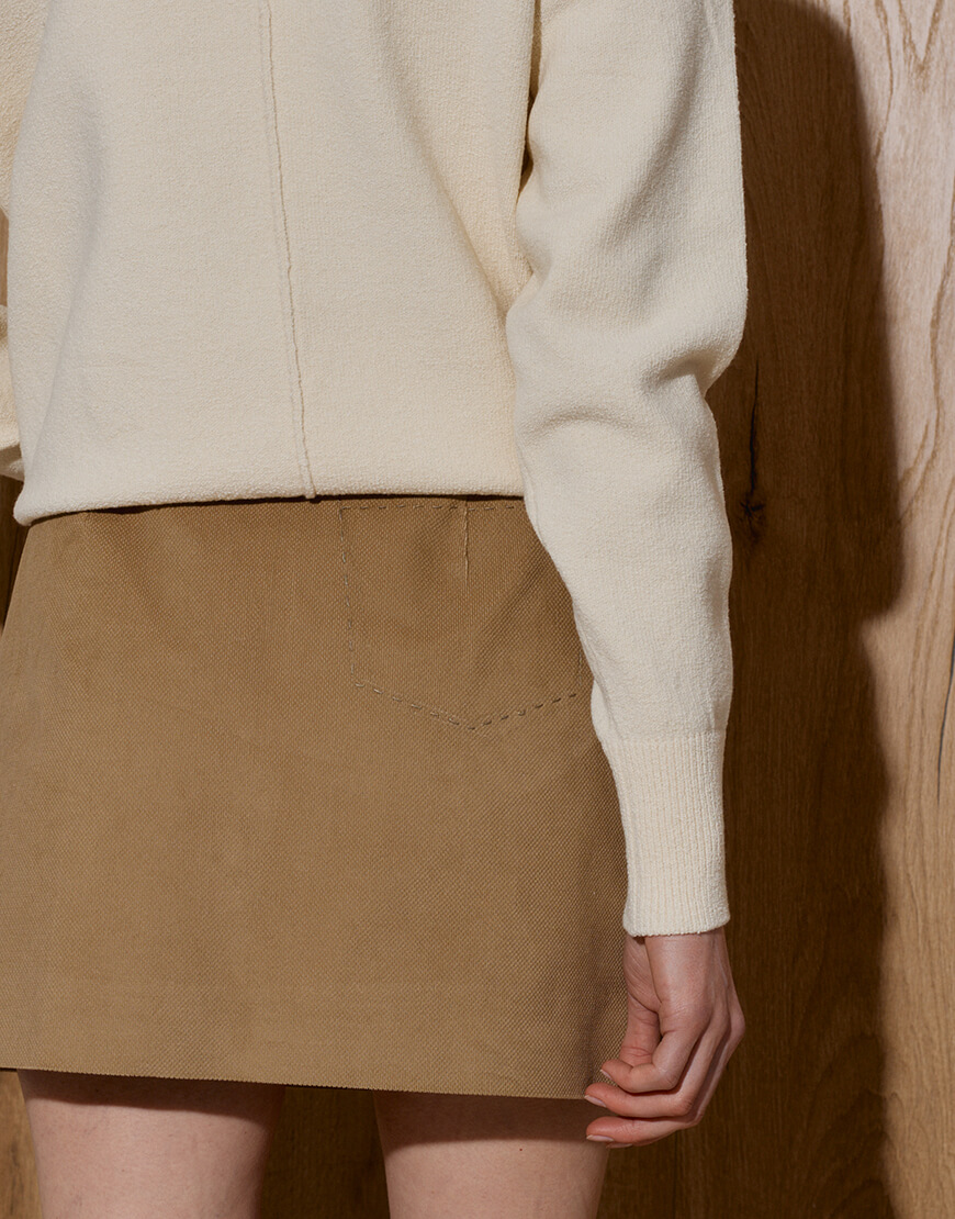 4 Спідниця міні - Бежева Велюрова WKMF (WKMF_194_1) - фото 2