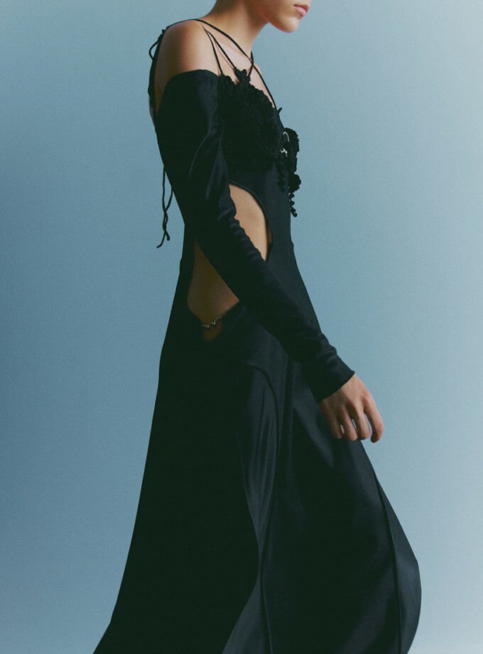 Чорна сукня з топом-бралет OUN (oun_ss24-17)