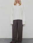 Светр  оверсайз з круглою горловиною з вовни мериноса та кашеміру FIORE BIANCO (FB1201_milk)