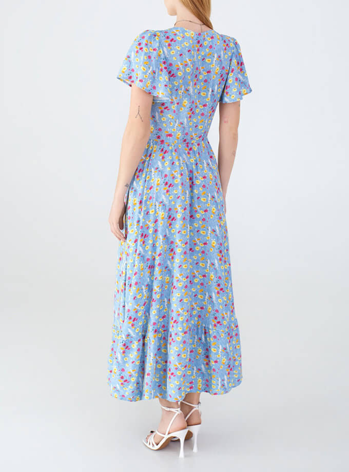 Сукня з гудзиками блакитна в принт MAGNETIC (MGN_ 1735BL)