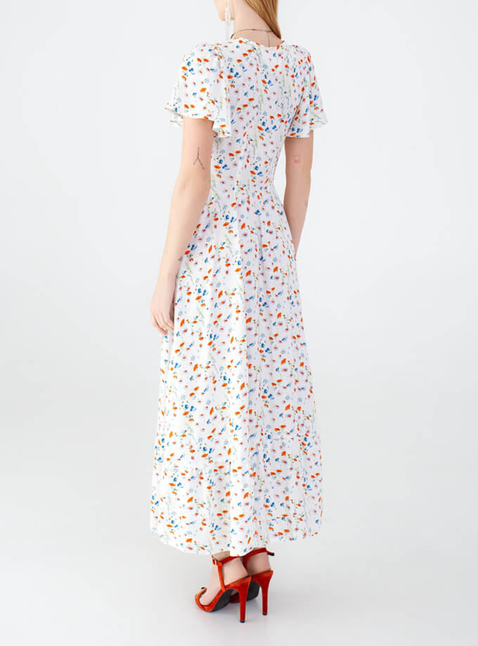 Сукня з гудзиками біла в принт MAGNETIC (MGN_ 1735WH)