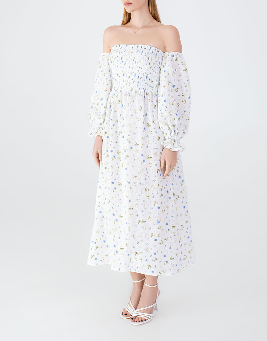 IMG_1891-1 Сукня з об’ємними рукавами бавовняна біла MAGNETIC (MGN_ 1734WH) - фото 2