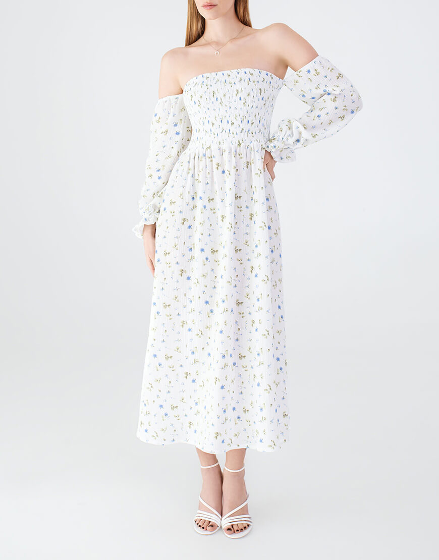 IMG_1966-1 Сукня з об’ємними рукавами бавовняна біла MAGNETIC (MGN_ 1734WH) - фото 4