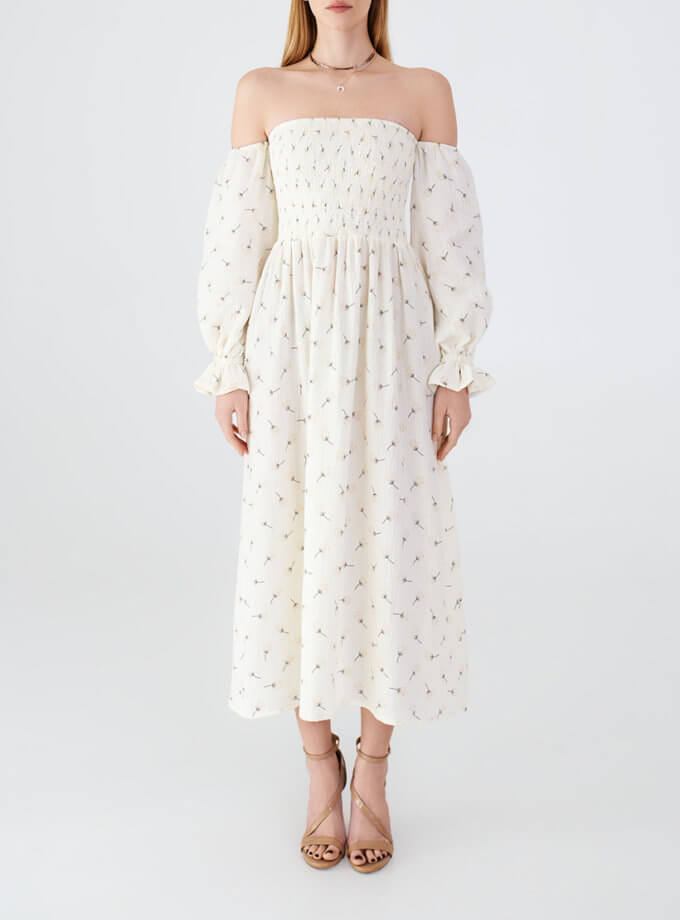 Сукня з об’ємними рукавами бавовняна жовта MAGNETIC (MGN_ 1734YL)