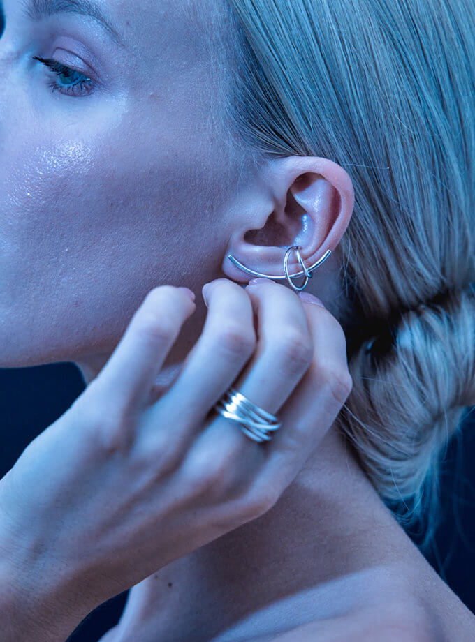 Сет з двох сережок та двох асиметричних каффів Муза XOLODNA (XLD_S_01)