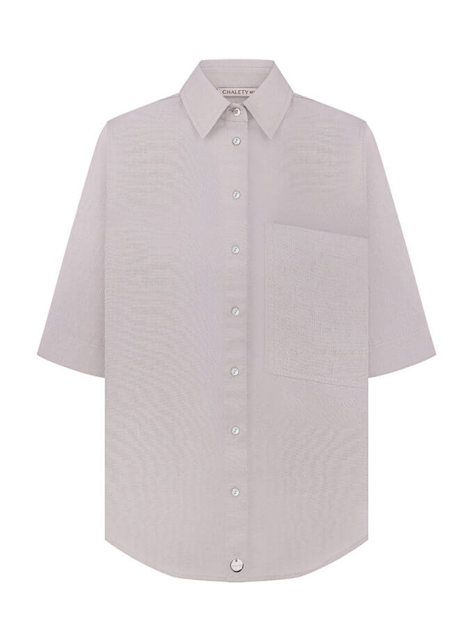 Льняна сорочка з коротким рукавом CHALETY (CHLT_Pimonte_Shirt_ Pearl)