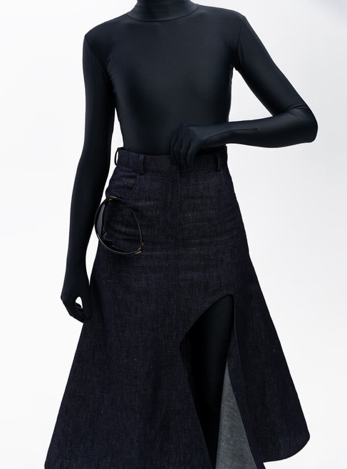 Асиметрична джинсова спідниця довжини міді MARCHI (MRCH_AW22-3B-1)