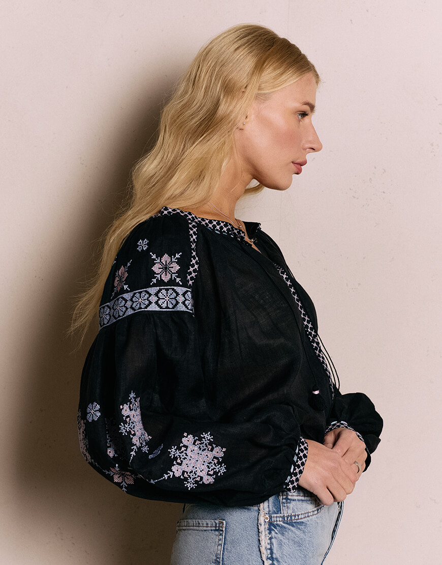 _070 Сорочка Зорі чорна VARENYKY FASHION (VRNK_UA-8775) - фото 4