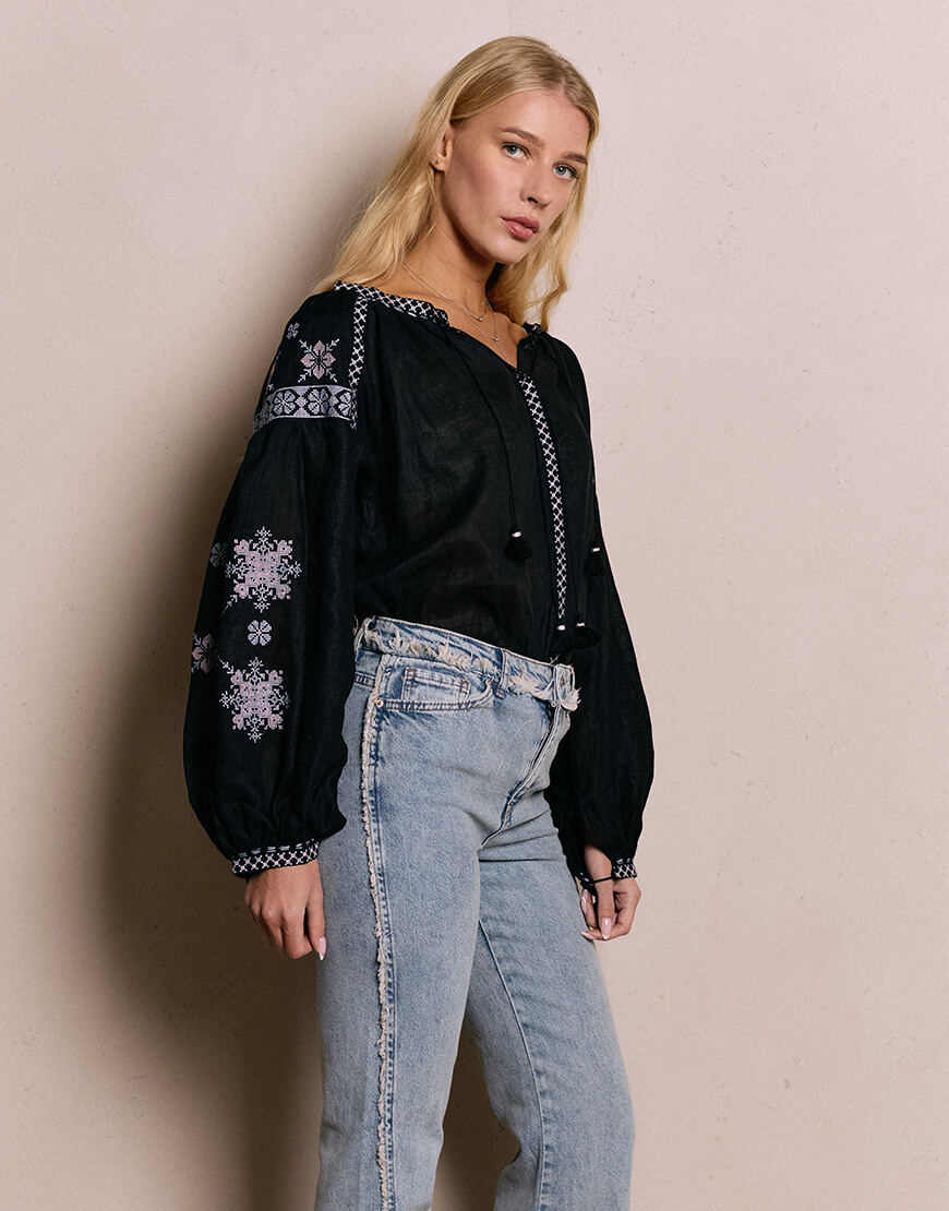 _071 Сорочка Зорі чорна VARENYKY FASHION (VRNK_UA-8775) - фото 3