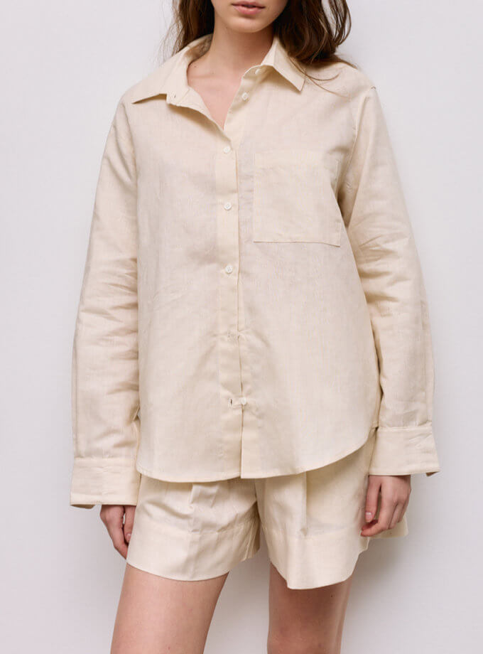 Шорти лляні крем-брюле BALCONY GARMENT (BLCN_1282) - фото 3