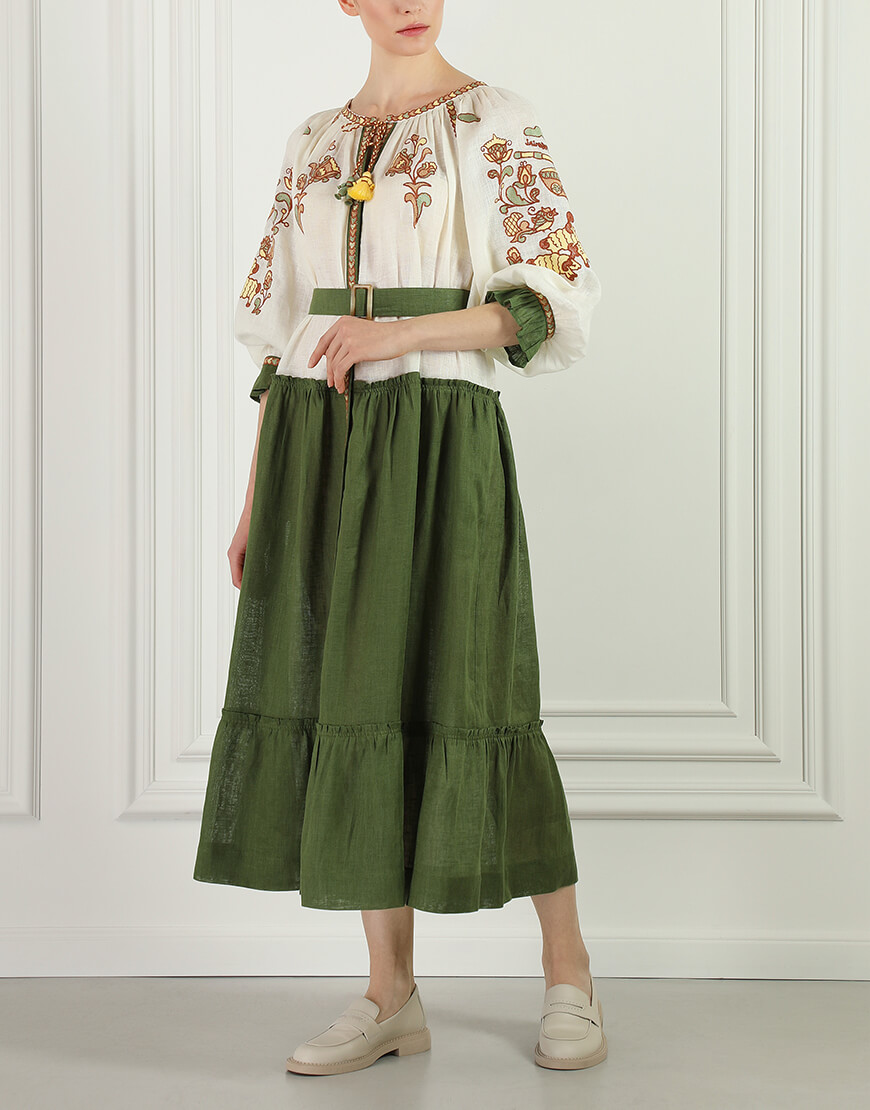 16 (12) Вишита історія бежево-зелена максі-сукня FOBERINI (FOBERI_SS23026OS)