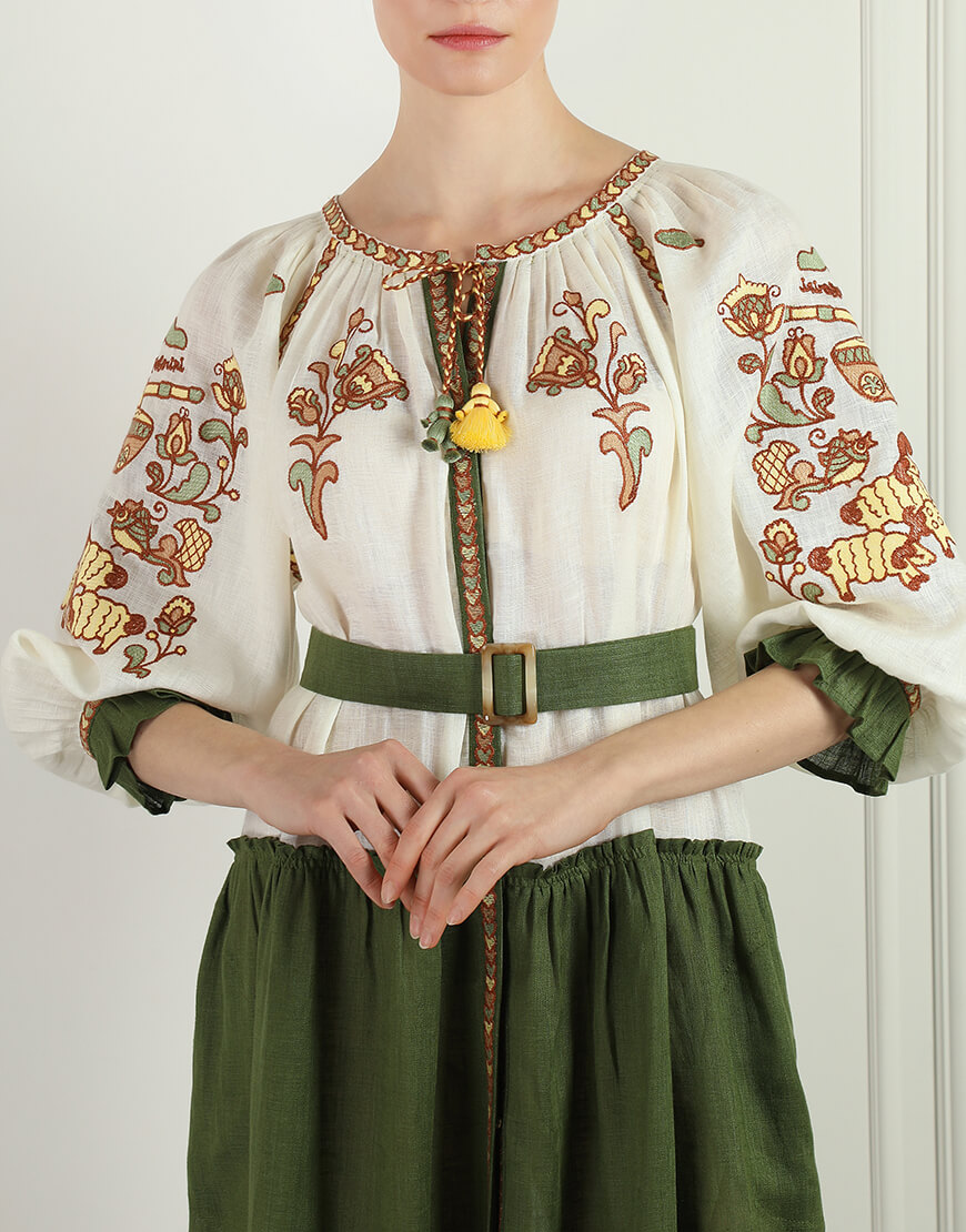 16 (15) Вишита історія бежево-зелена максі-сукня FOBERINI (FOBERI_SS23026OS) - фото 5