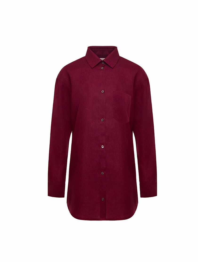 1N6A5859 Бордова лляна подовжена сорочка DUGA (DG_SS_8)