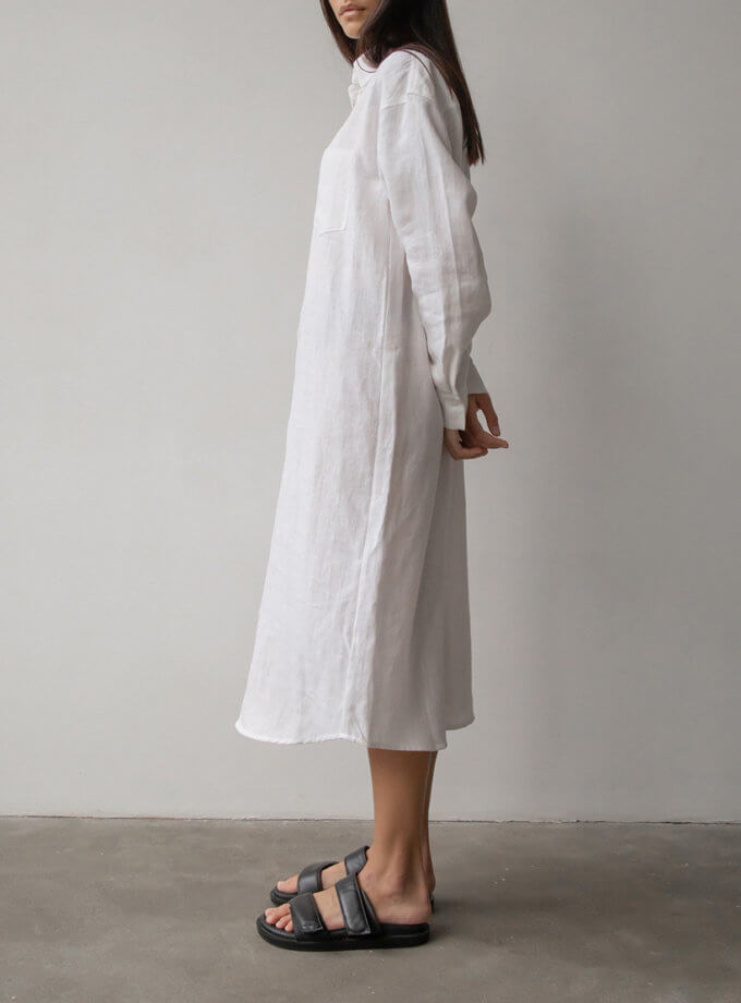 Лляна сукня-сорочка молочного кольору DUGA (DG_SS_1)