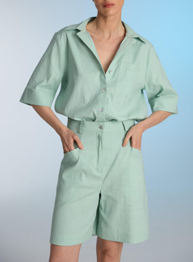 Костюм шорти та сорочка м'ятного кольору THE ESSENCE (ESSENCE_TE24-24)