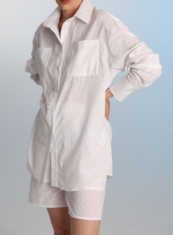 Костюм прошва сорочка та шорти білого кольору THE ESSENCE (ESSENCE_TE24-27)