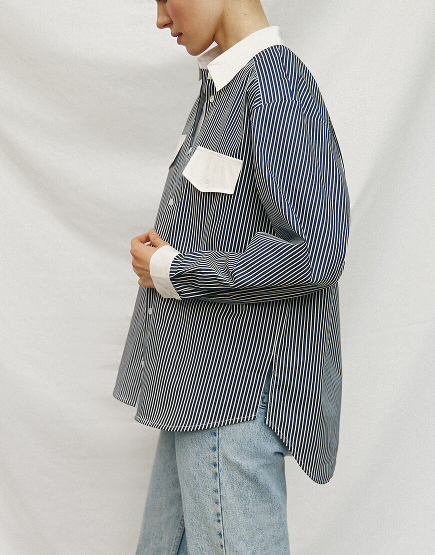 9R7A5998-1 Сорочка oversize у смужку THE ESSENCE (ESSNCE_TE24-9) - фото 2