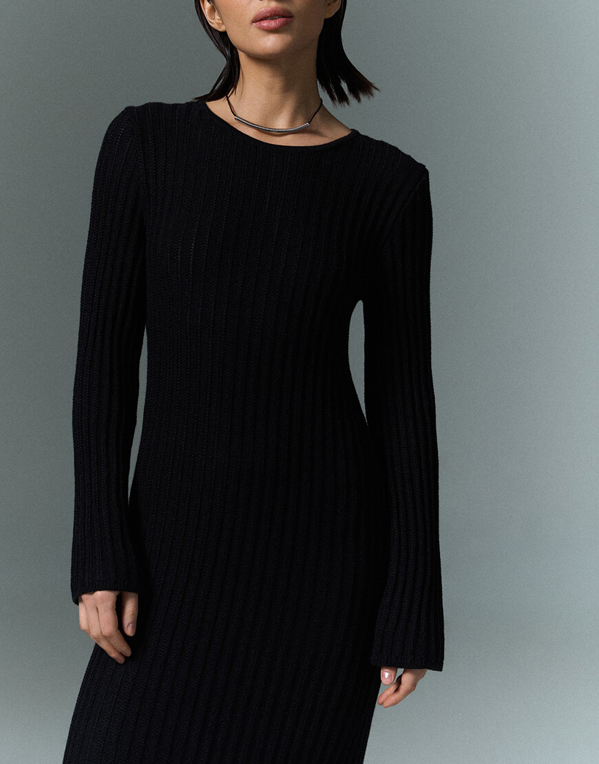 AK_0004_resized Сукня міді з відкритою спиною, чорна SAVOUR (SVR_JR-1245) - фото 3