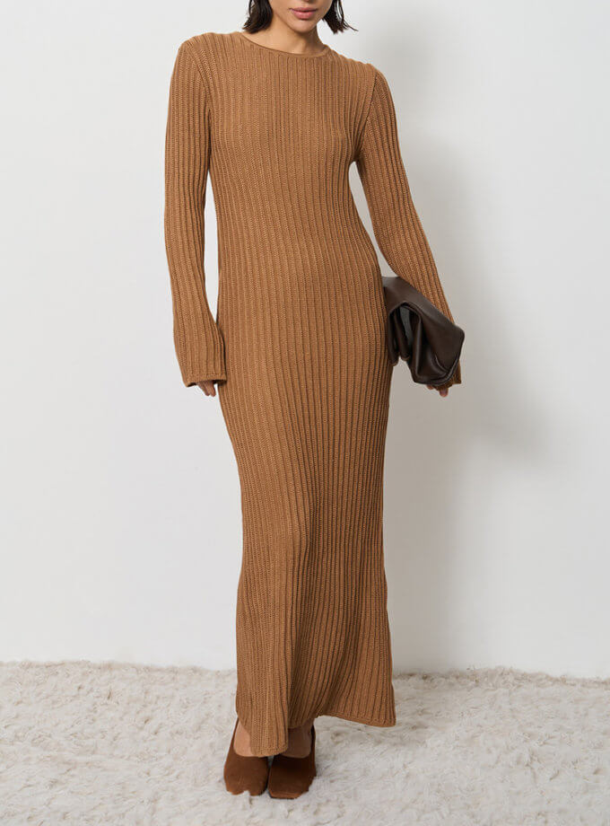 Сукня міді з відкритою спиною, кемел SAVOUR (SVR_JR-1245-1)