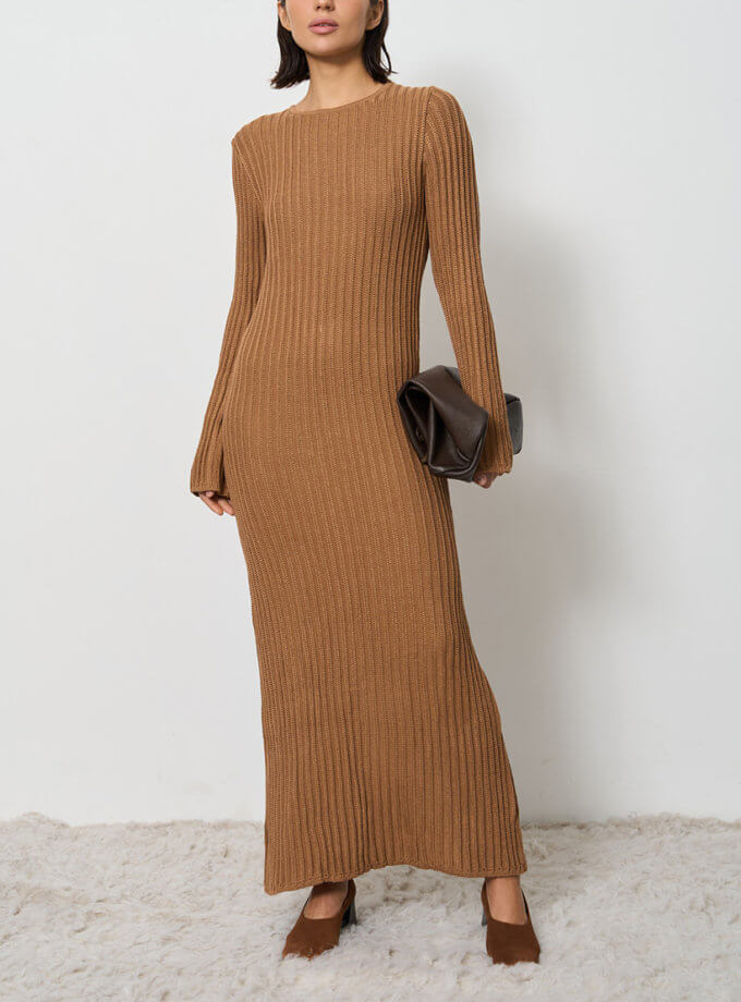 Сукня міді з відкритою спиною, кемел SAVOUR (SVR_JR-1245-1)