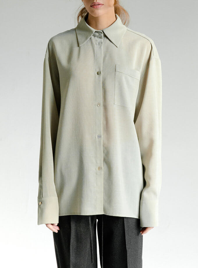 Сорочка оливкова з тонкої вовни SANVY (SNV_SANSH_WOL_2)