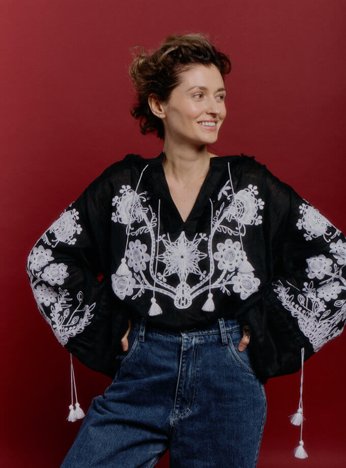 Сорочка Вікторія чорна VARENYKY FASHION (VRNK_UA-7802)