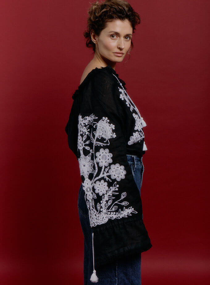 Сорочка Вікторія чорна VARENYKY FASHION (VRNK_UA-7802)