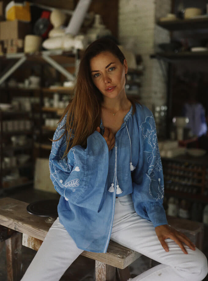 Сорочка Олександра блакитна VARENYKY FASHION (VRNK_UA-9500)