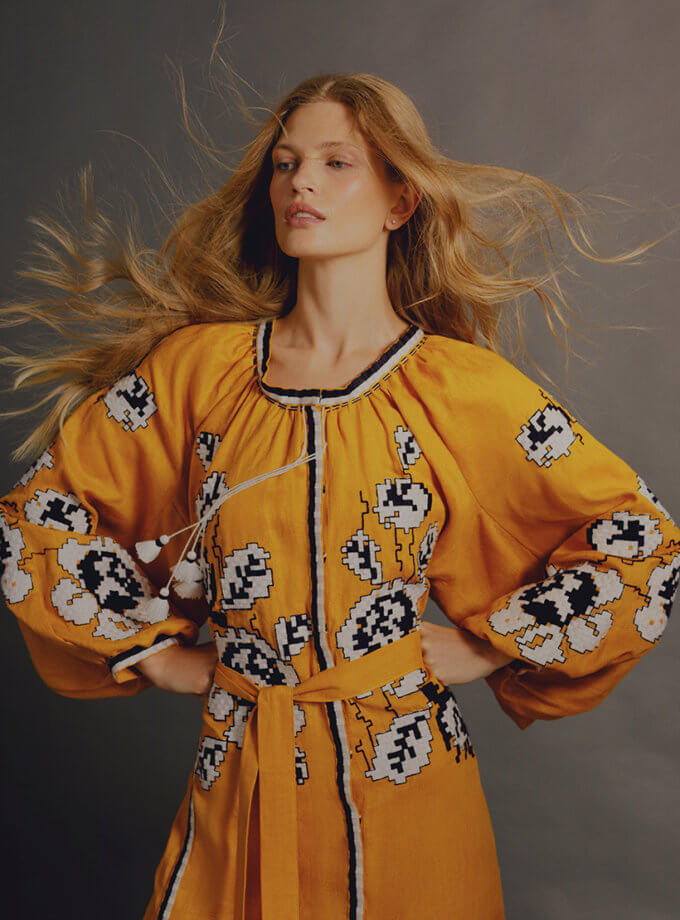 Сукня Троянда гірчиця VARENYKY FASHION (VRNK_UA-7595)