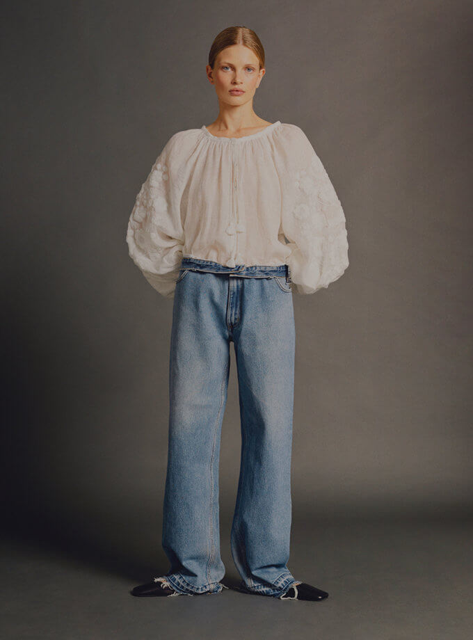 Сорочка Стефанія біла VARENYKY FASHION (VRNK_UA-7704)