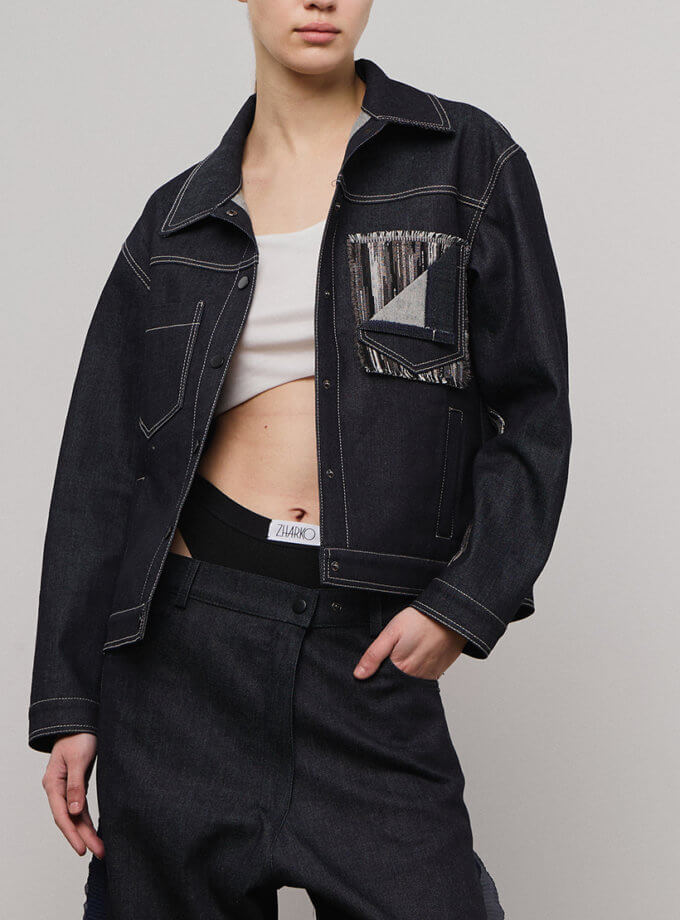 Джинсова куртка з декором ZHARKO (ZHRK_kzall242500002denimj)