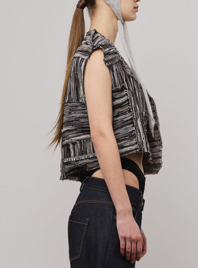 Жилет укорочений з тканної тканини ZHARKO (ZHRK_kzall242500003mwb)