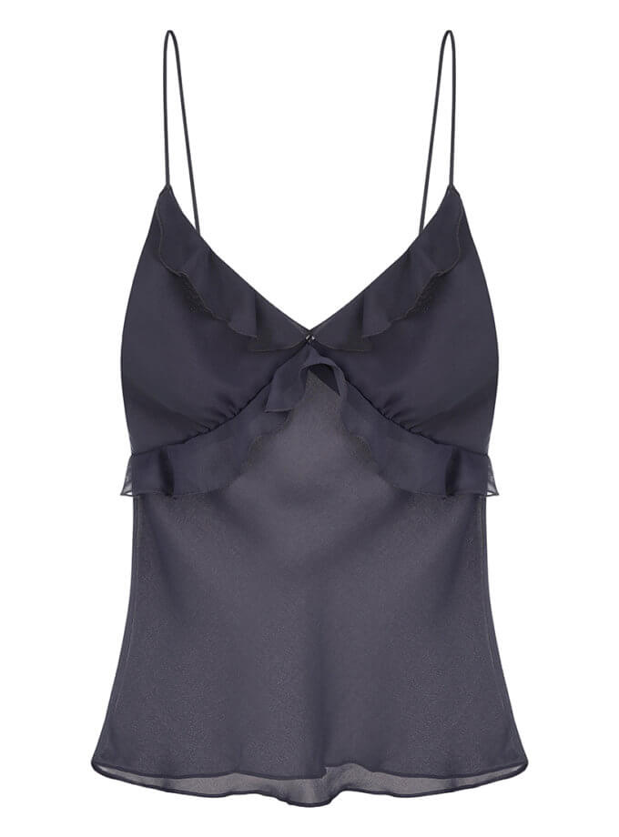 Шифоновий топ з воланом MISS SECRET (MISS_top-014-grafit)